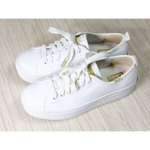 Keds Triple Up Leather Platform Sneakers Women's 5 White Gold